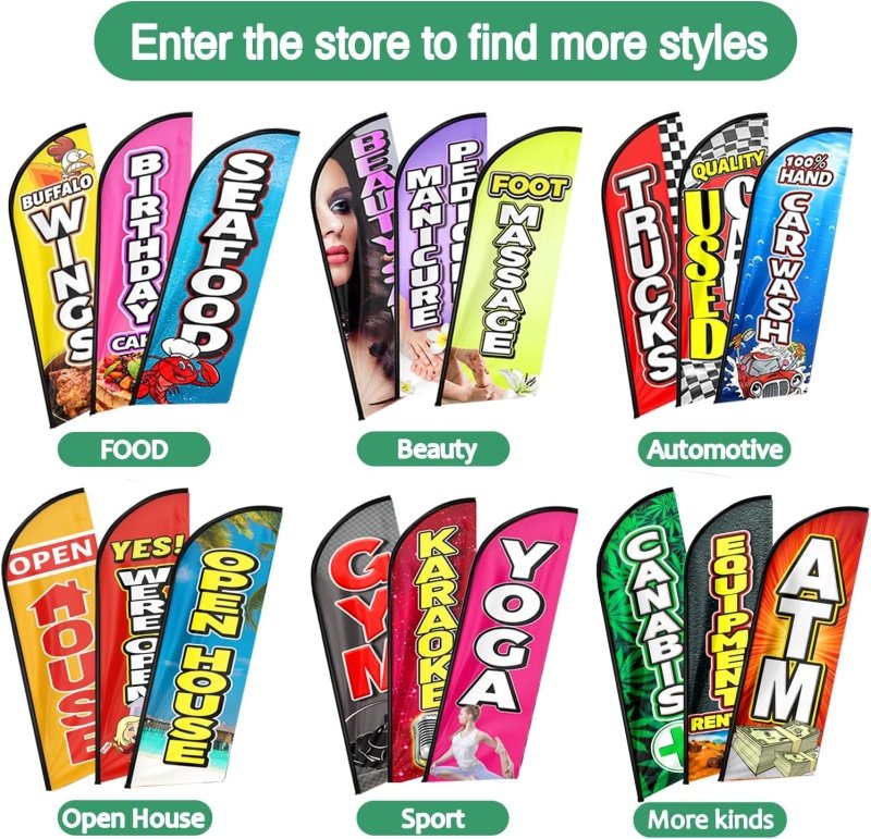 Open House Banner - 8FT Open House Green Advertising Swooper Flag(Flagpole Not Included 3.4)