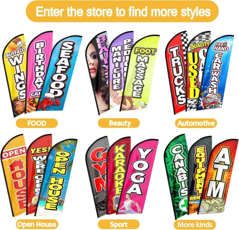 Open House Banner - 8FT Open House Yellow Advertising Swooper Flag(Flagpole Not Included 3.4)