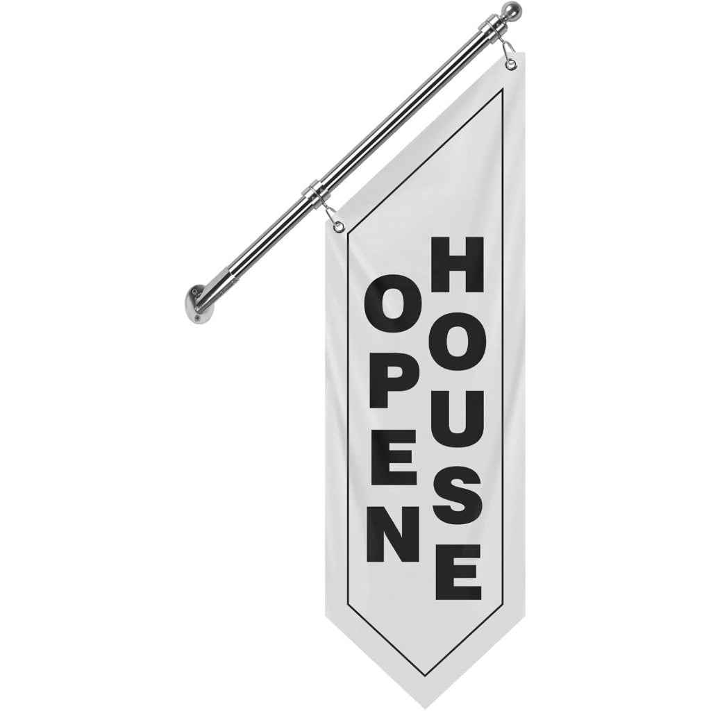 Open House Wall Flag, Double - Sided Three - ply Hanging Open Sign with Pole and Mounting Kit (White - W)