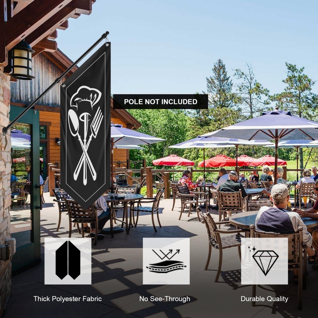 Outdoor Restaurant Open Flag, Black(Flag Only, No Pole)