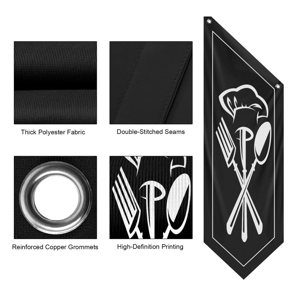 Outdoor Restaurant Open Flag, Black(Flag Only, No Pole)
