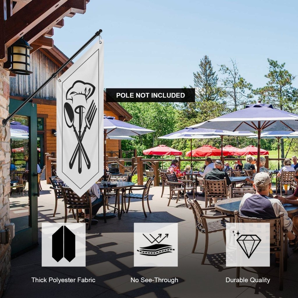 Outdoor Restaurant Open Flag, White(Flag Only, No Pole)