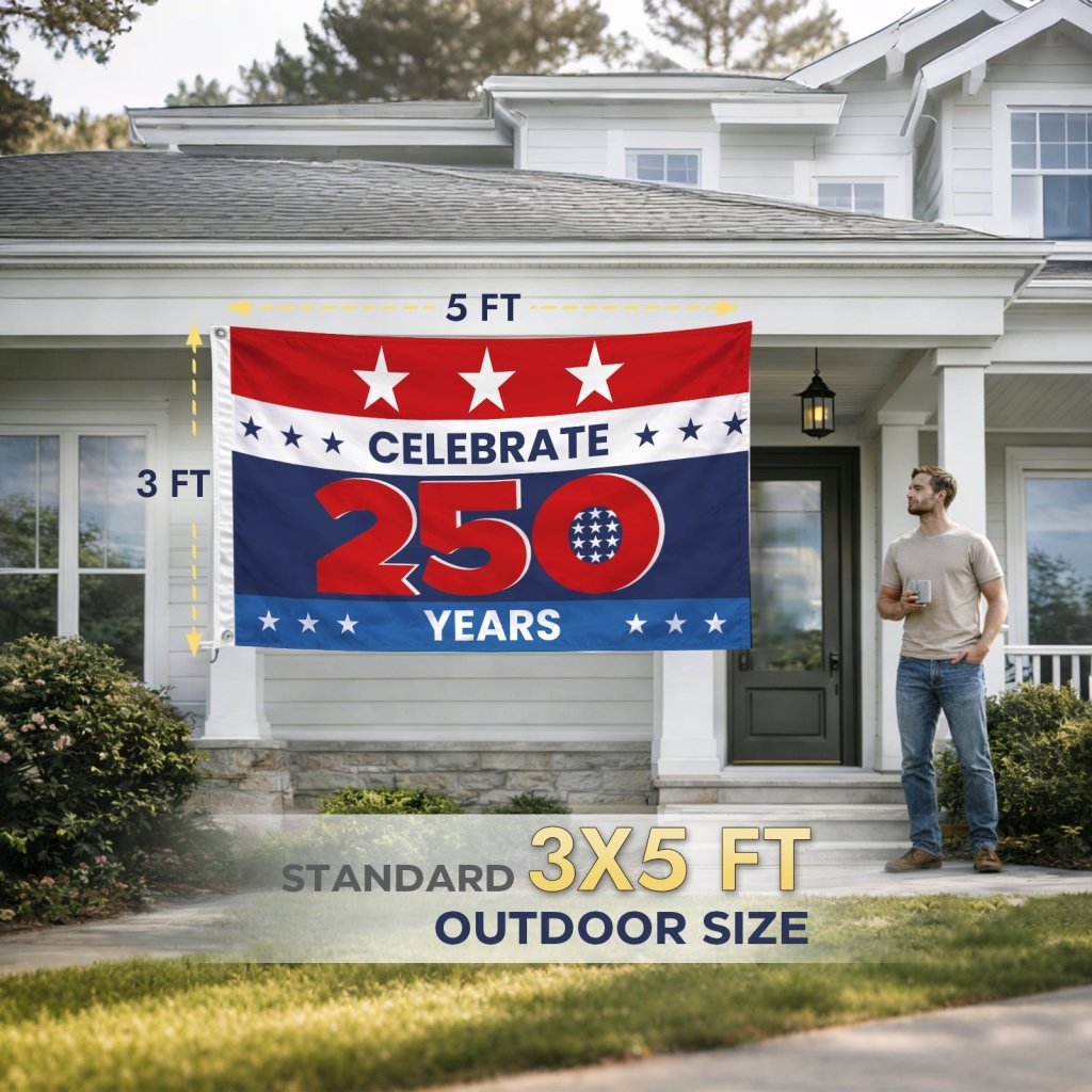 Patriotic Banner 250th Anniversary American Flag 1776–2026 USA 3x5 FT