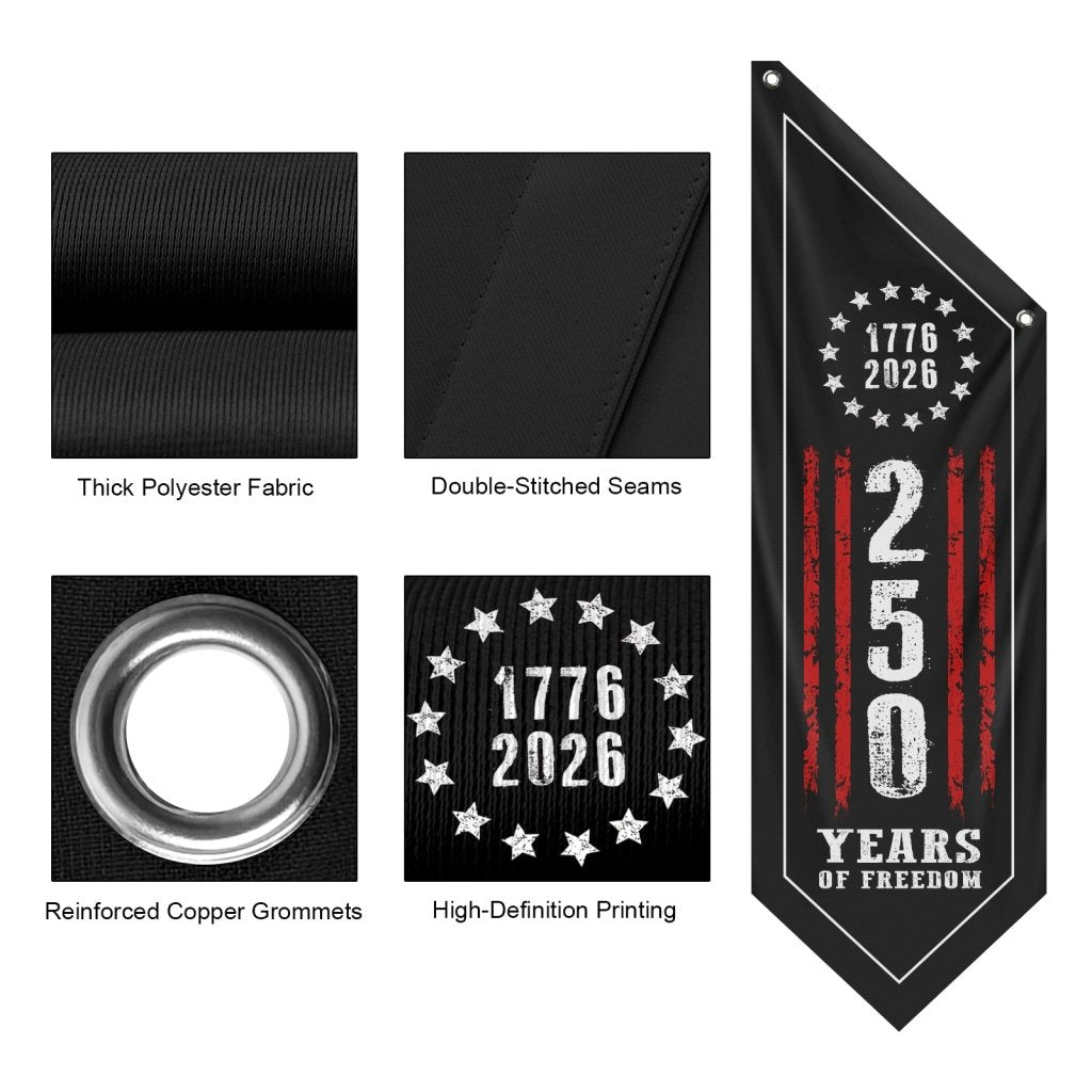 Patriotic Flag American Flag Banner, 1776 - 2026 America 250 Porch Decor
