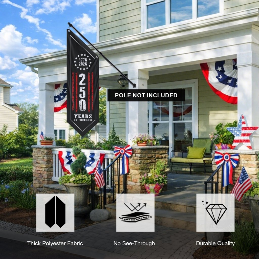 Patriotic Flag American Flag Banner, 1776 - 2026 America 250 Porch Decor