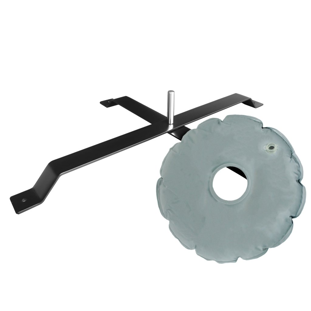 QSUM Flat Cross Base Rotatable - Cross Ground - Small Size with Water Bag, Plastic Sprayed Iron, 4.8lb, 23'', Shaft Diameter 14.5mm - 16.7mm