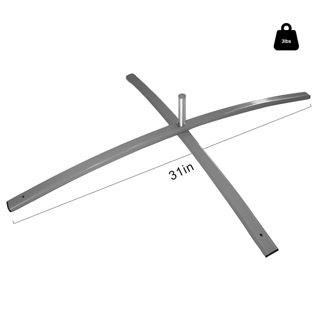 QSUM Iron Pipe Cross Base - Rotatable with Water Bag, Coated Iron, 3.09lb, 31", Thickness 1.5mm, Shaft Diameter 16.7mm