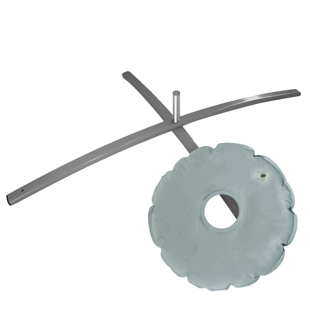 QSUM Iron Pipe Cross Base - Rotatable with Water Bag, Coated Iron, 3.09lb, 31", Thickness 1.5mm, Shaft Diameter 16.7mm