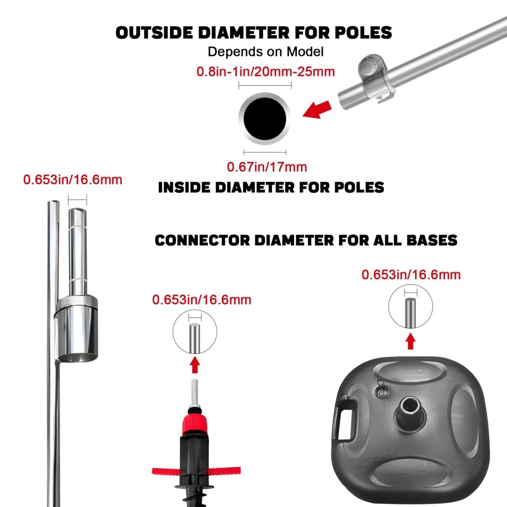 QSUM Plastic Auger Ground Shaft Base, 21"*4", Shaft Diameter 14.5mm - 16.7mm