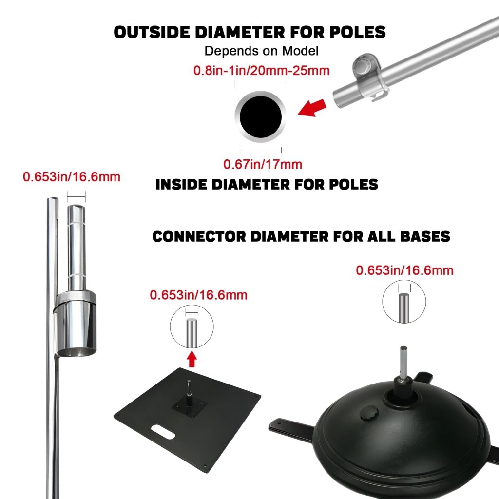 QSUM Square Iron Plate Heavy Duty Base - L, 14.5"*14.5", 13 lbs, Shaft Diameter 14.5mm - 16.7mm