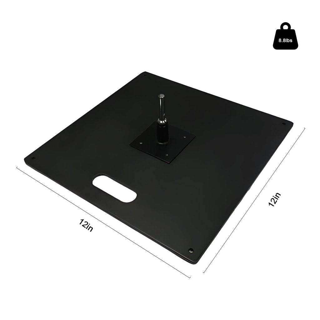 QSUM Square Iron Plate Heavy Duty Base - S, 12"*12", 8.82 lbs, Shaft Diameter 14.5mm - 16.7mm