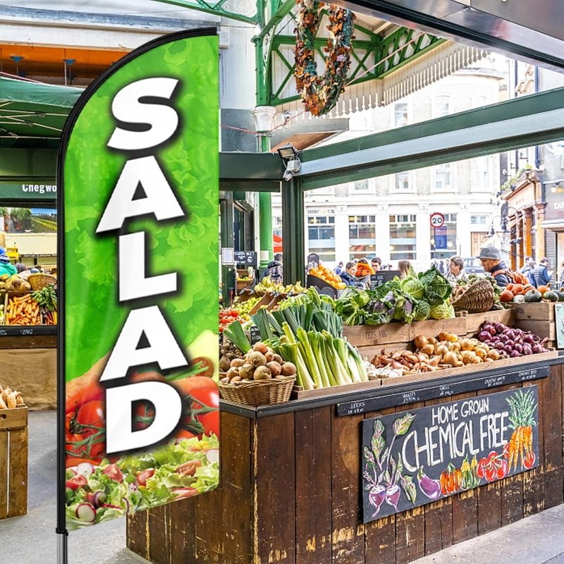 Salad Flag - 11FT Salad Polyester Swooper Flag with Aluminium Alloy Flag Pole Kit(3.4m)