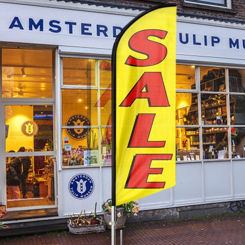 Sale Sign - 11FT Windless Sale Feather Flag with Flagpole, Ground Stake,Portable Bag(3.4m)