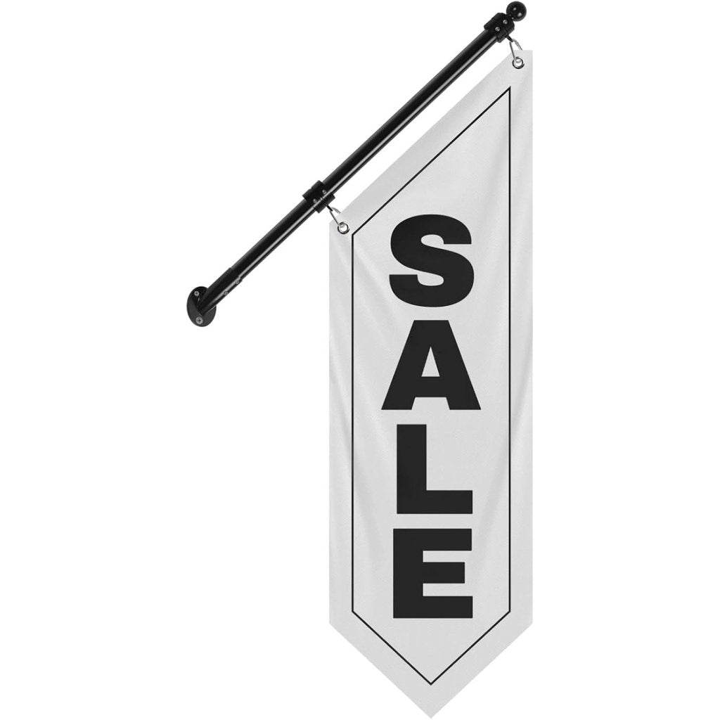 Sale Wall - Mounted Flag, Double - Sided Three - ply Hanging Open Sign with Pole and Mounting Kit（White - B）