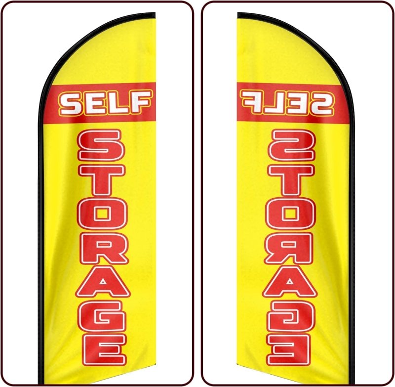 Self Storage Signs - 11FT Self Storage Advertising Swooper Feather Flag Fit 15FT Flagpole(Flagpole Not Included 4.3)