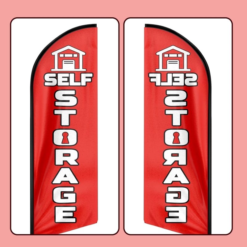 Self Storage Signs - 8FT Self Storage Advertising Swooper Flag(Flagpole Not Included 3.4)
