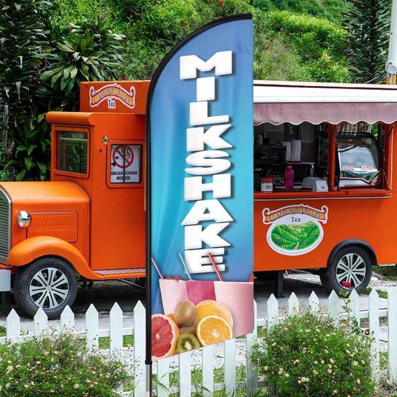 Shake Sign - 11FT Shake Swooper Flag with Flagpole/Ground Stake(3.4m)