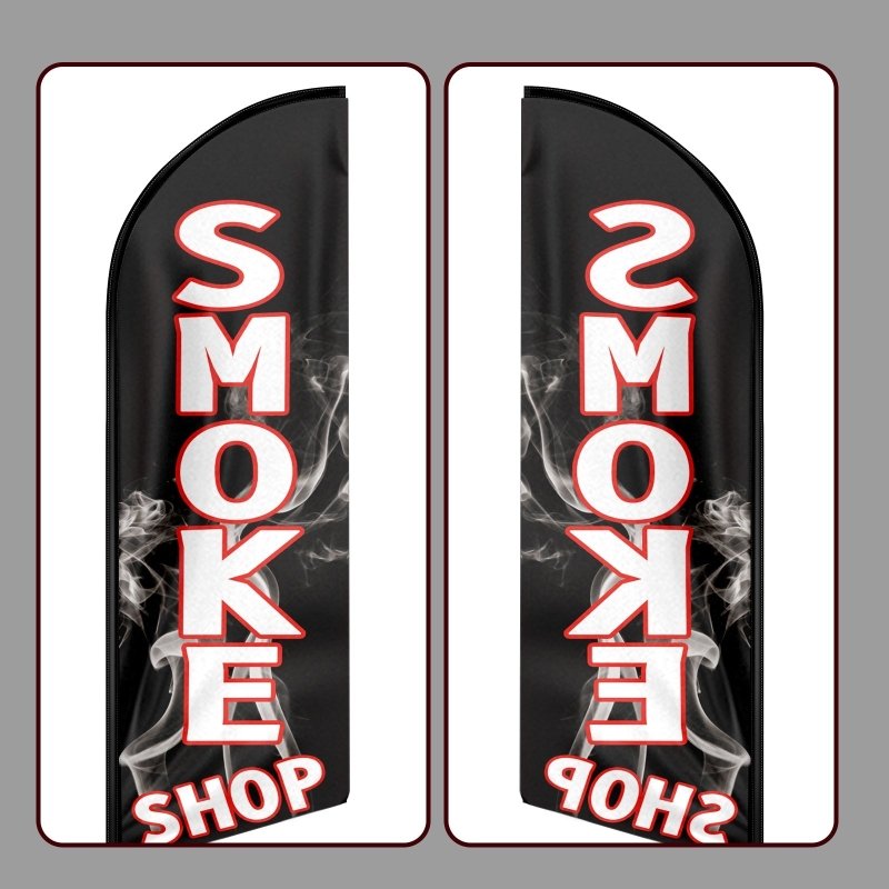 Smoke Shop FLAG - 8FT Smoke Shop Advertising Swooper Flag (Flagpole Not Included 3.4)