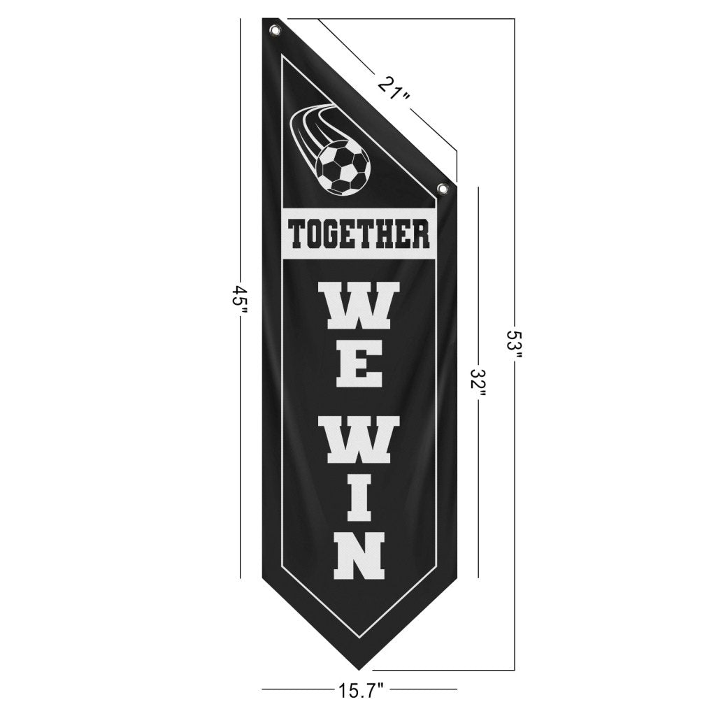 Soccer Fan Wall Flag, Together We Win ,Black (Flag Only)