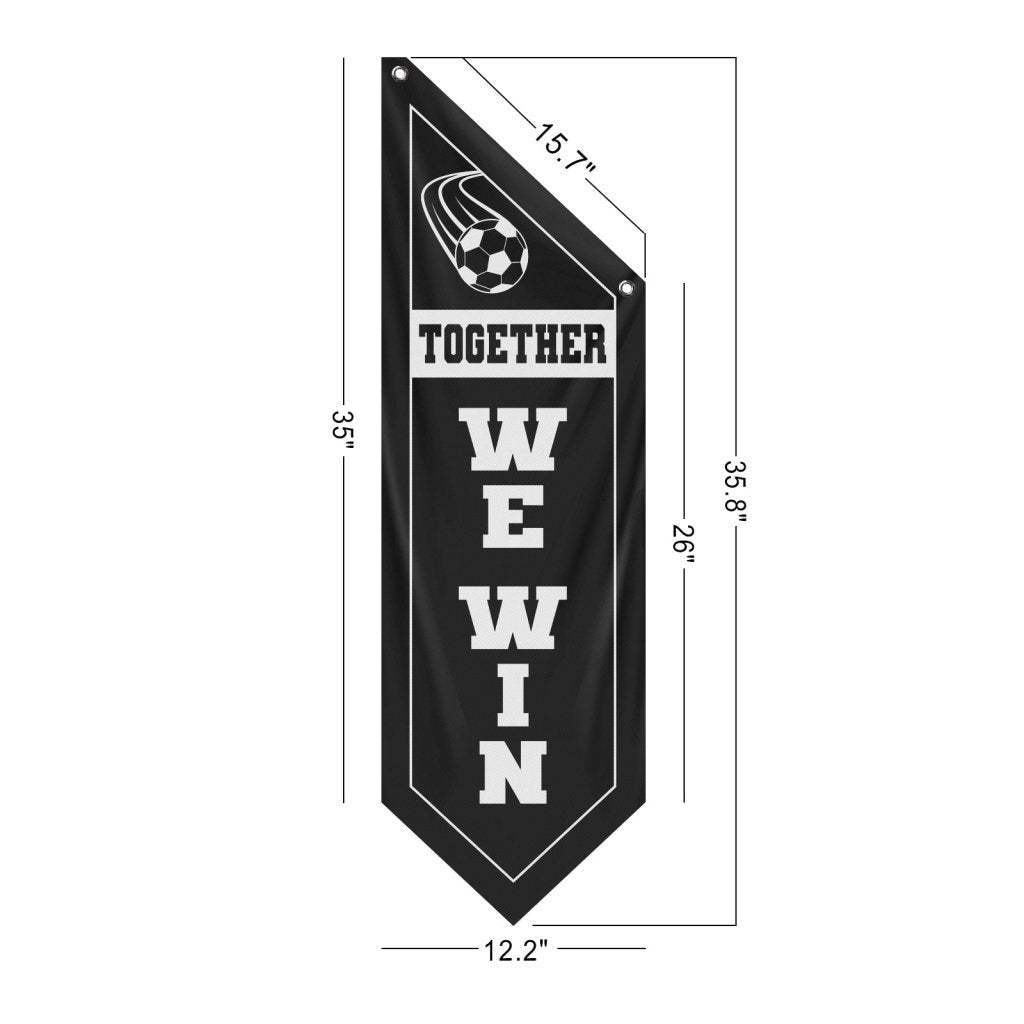 Soccer Fan Wall Flag, Together We Win ,Black (Flag Only)
