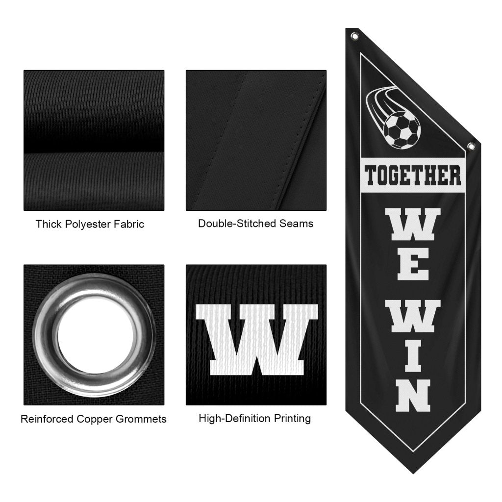 Soccer Fan Wall Flag, Together We Win ,Black (Flag Only)