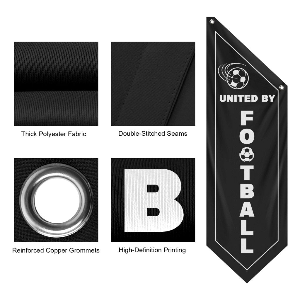 Soccer Fan Zone Wall Flag, United By Football ,Black(Flag Only)