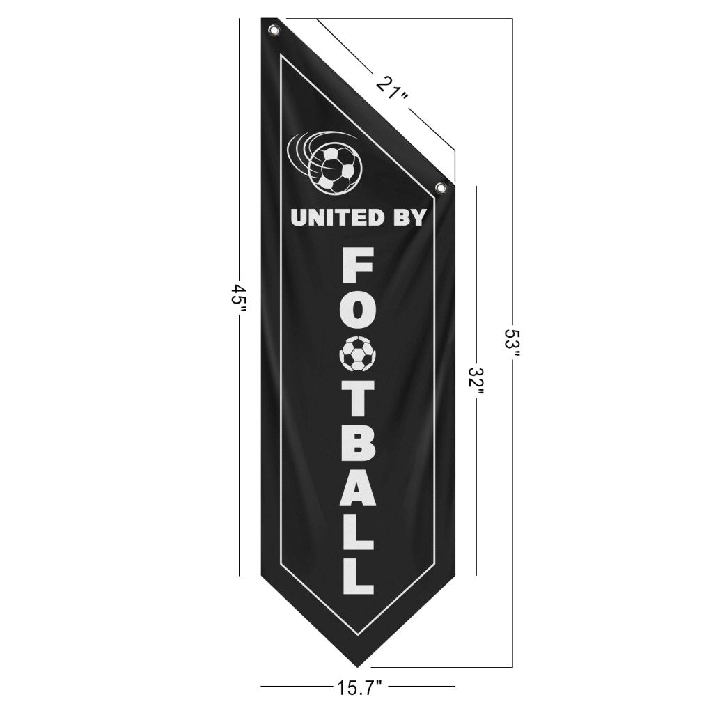 Soccer Fan Zone Wall Flag, United By Football ,Black(Flag Only)