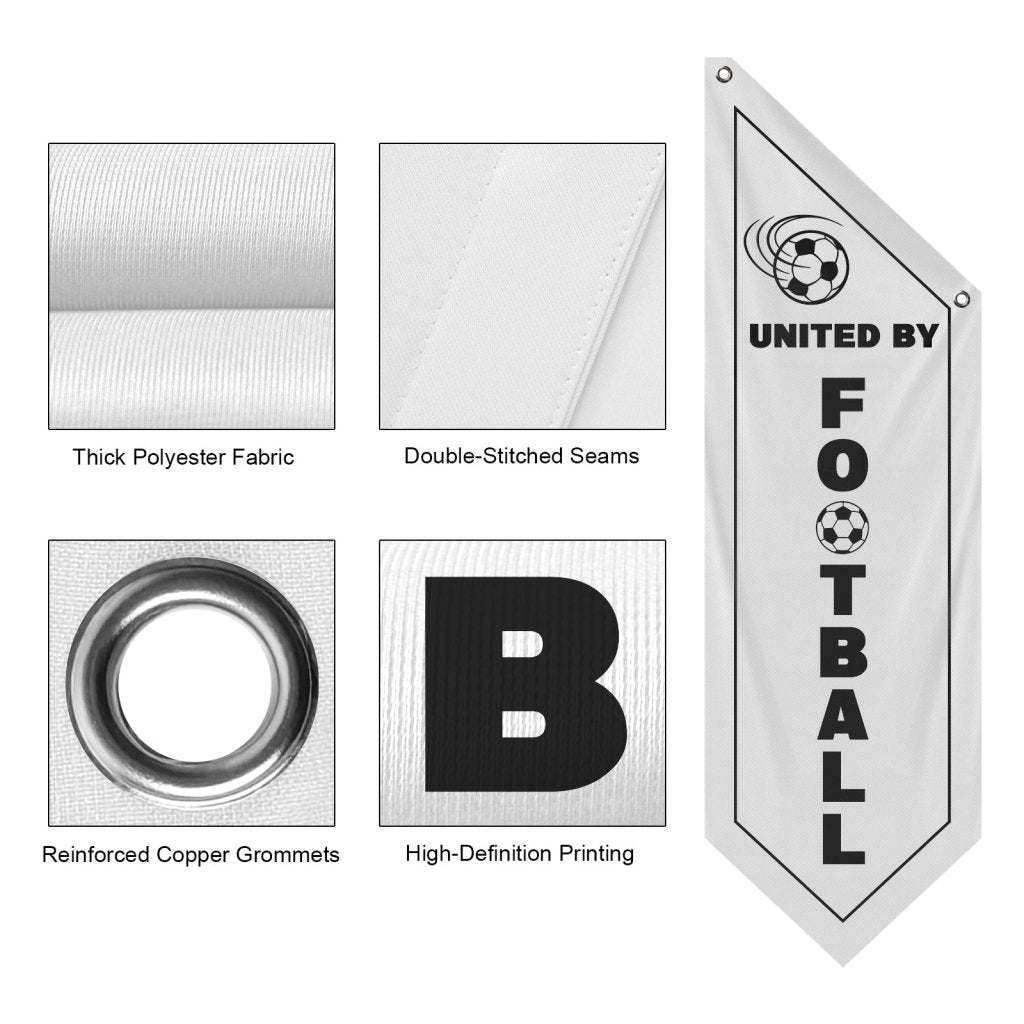 Soccer Fan Zone Wall Flag, United By Football ,White(Flag Only)