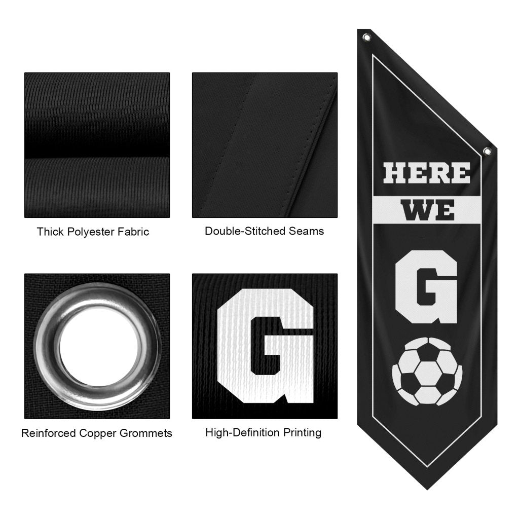 Soccer Here We Go Wall Flag,Black (Flag Only)