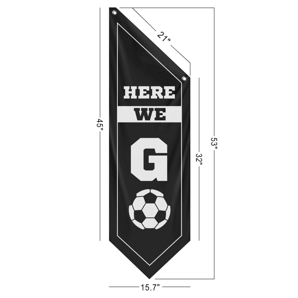 Soccer Here We Go Wall Flag,Black (Flag Only)