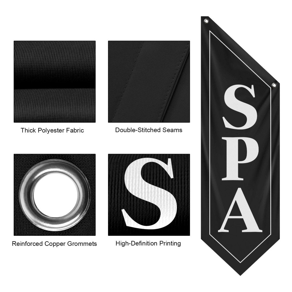 SPA Open Flag, Premium Double - Sided, Black (Flag Only)