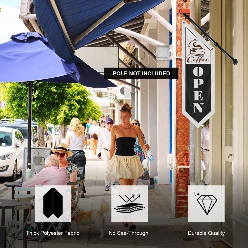 Specialty Coffee Open Banner , Black (Flag Only)