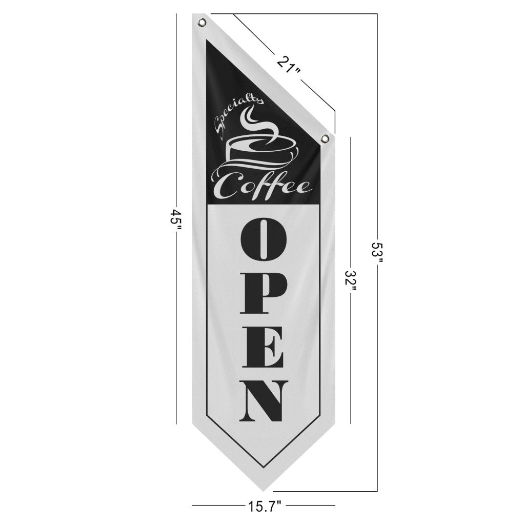 Specialty Coffee Open Banner , White (Flag Olny)