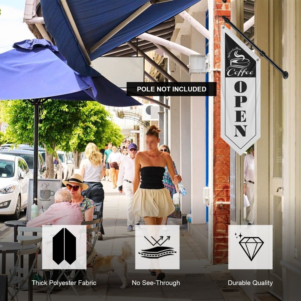 Specialty Coffee Open Banner , White (Flag Olny)