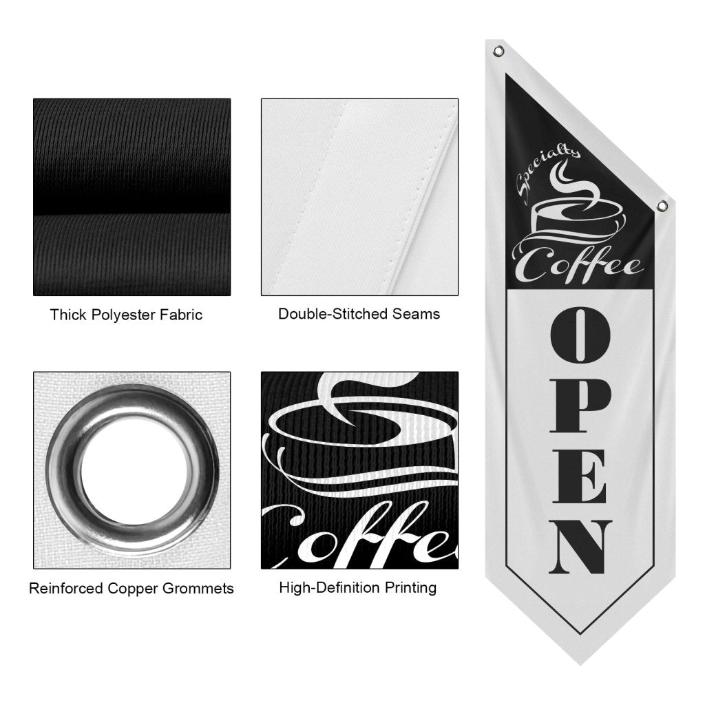 Specialty Coffee Open Banner , White (Flag Olny)