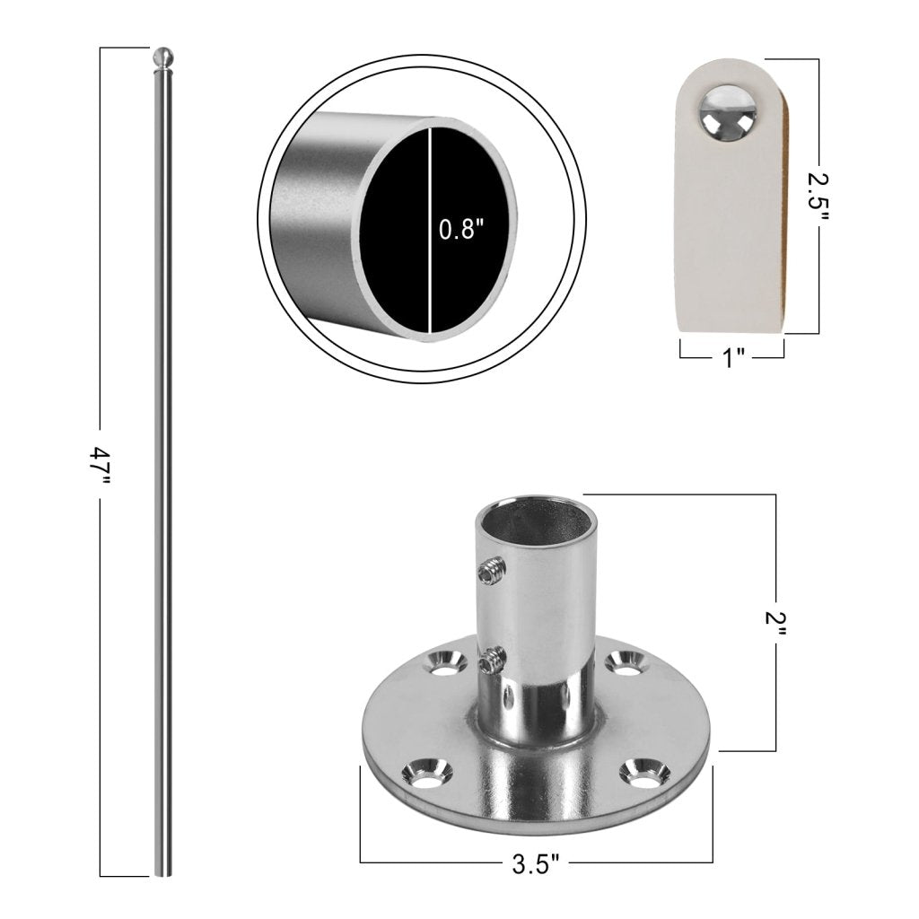 Stainless Steel 90° Wall Mounted Flag Pole Kit, Business Sign Display