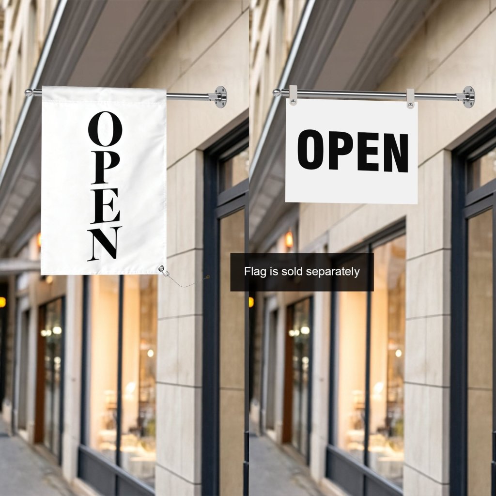 Stainless Steel 90° Wall Mounted Flag Pole Kit, Business Sign Display