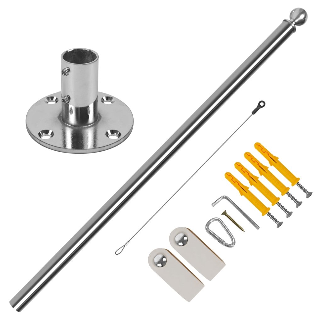 Stainless Steel 90° Wall Mounted Flag Pole Kit, Business Sign Display