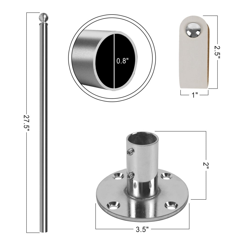 Stainless Steel 90° Wall Mounted Flag Pole Kit, Business Sign Display