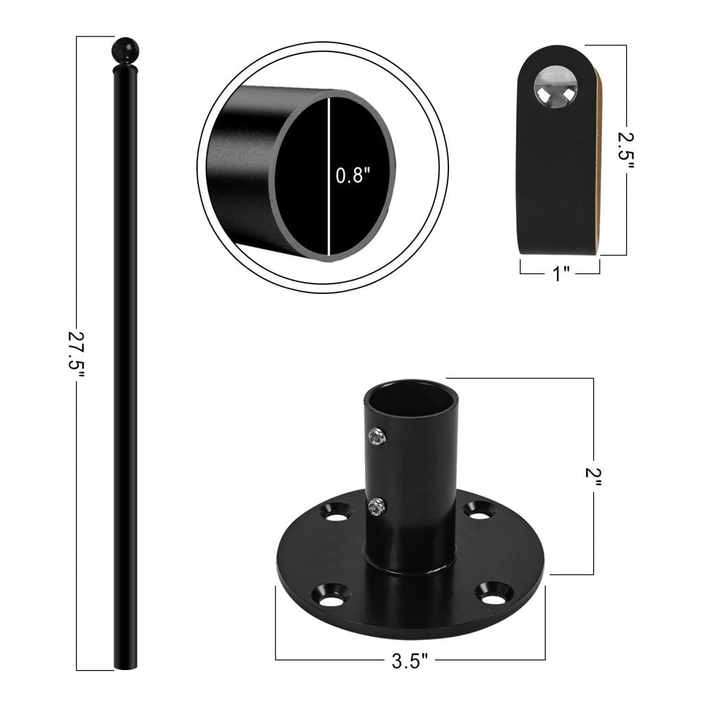 Stainless Steel 90° Wall Mounted Flag Pole Kit, Business Sign Display