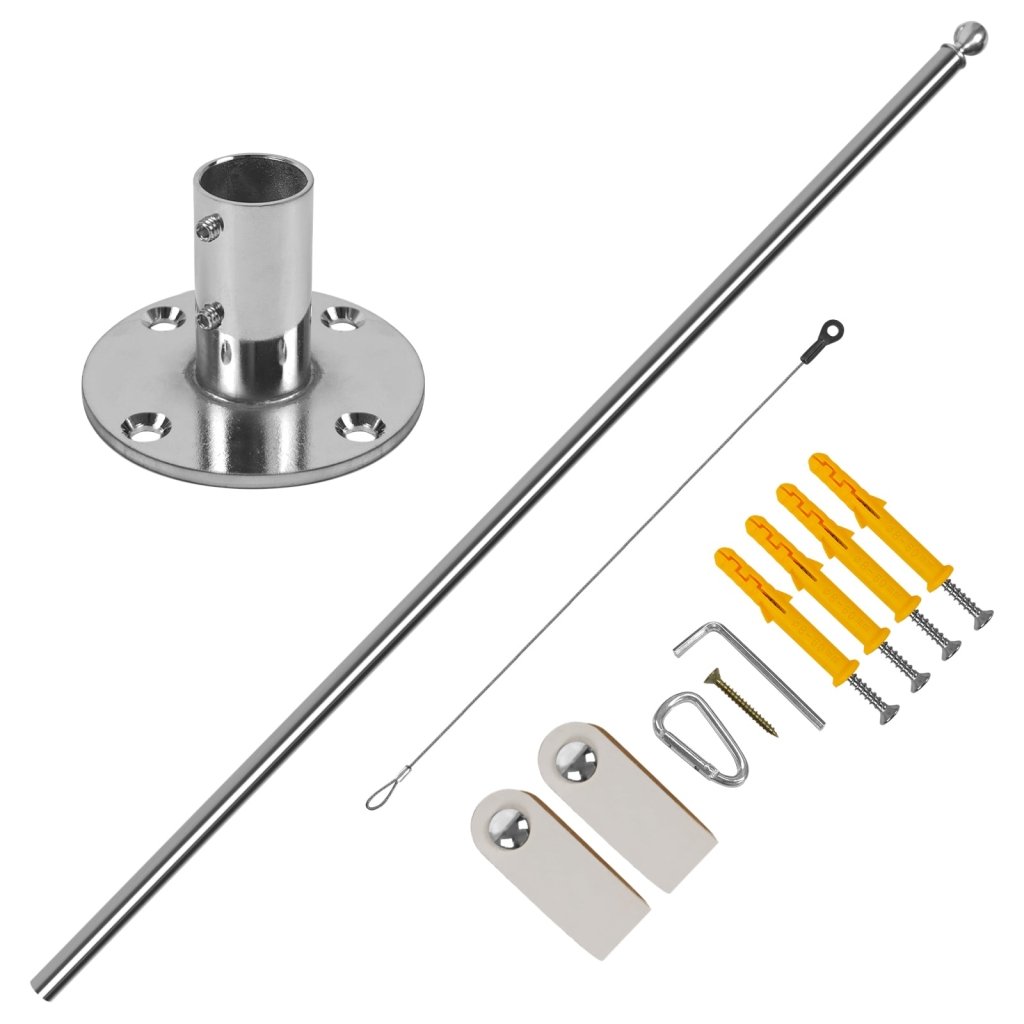 Stainless Steel 90° Wall Mounted Flag Pole Kit, Business Sign Display