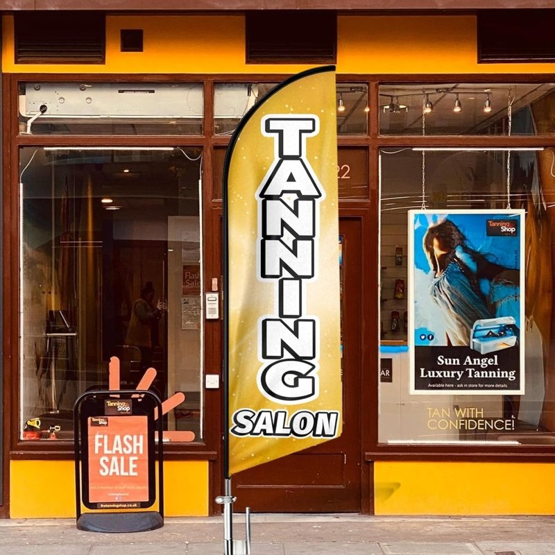 Tanning Salon Signs - 11FT Tanning Salon Advertising Swooper Flag with Pole Kit, Ground Stake(3.4m)