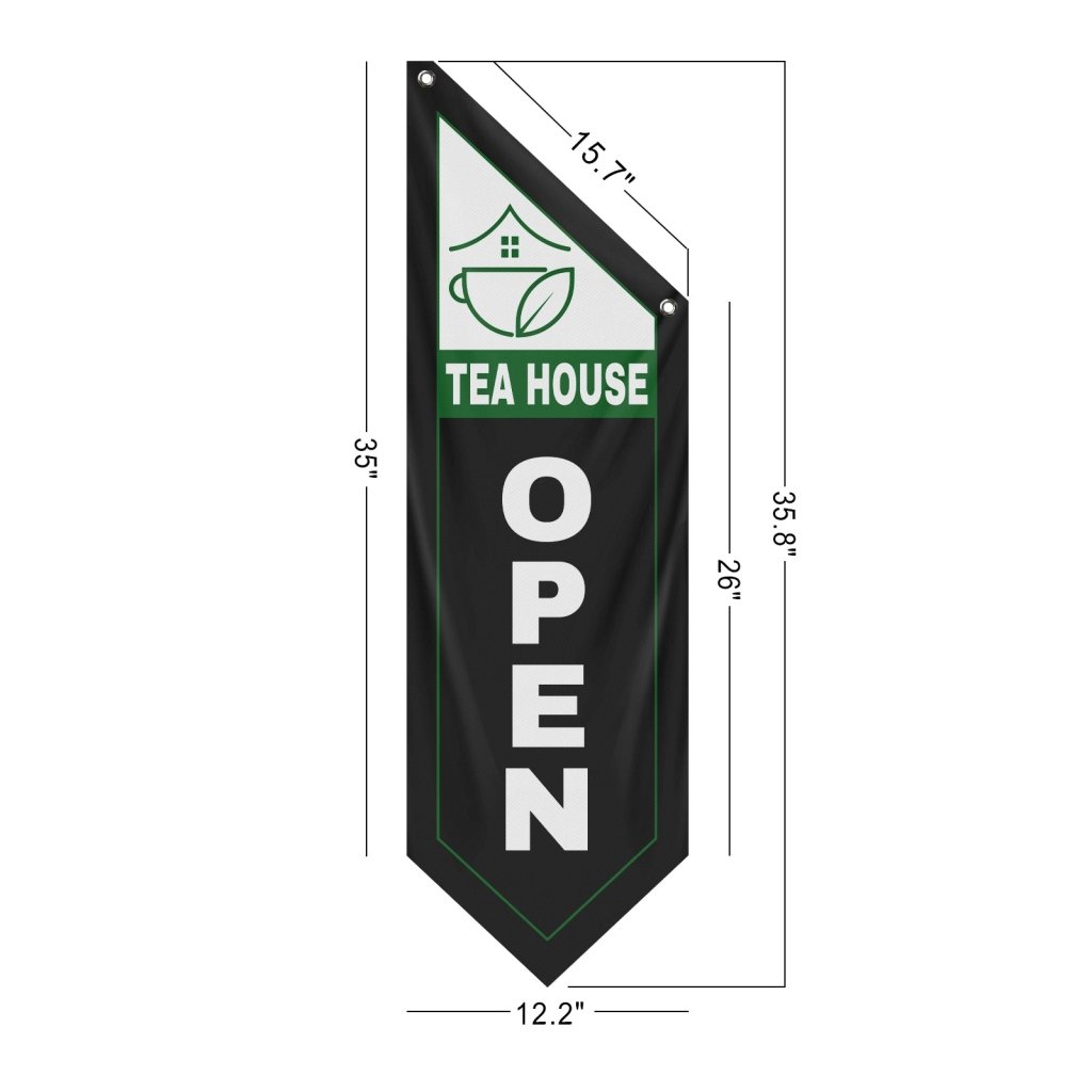 Tea House Open Double Sided Flag,Black (Flag Only)