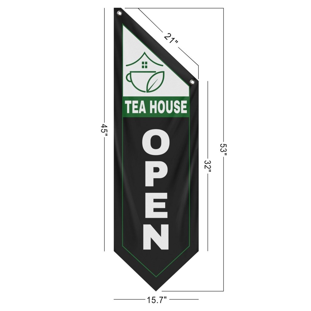 Tea House Open Double Sided Flag,Black (Flag Only)