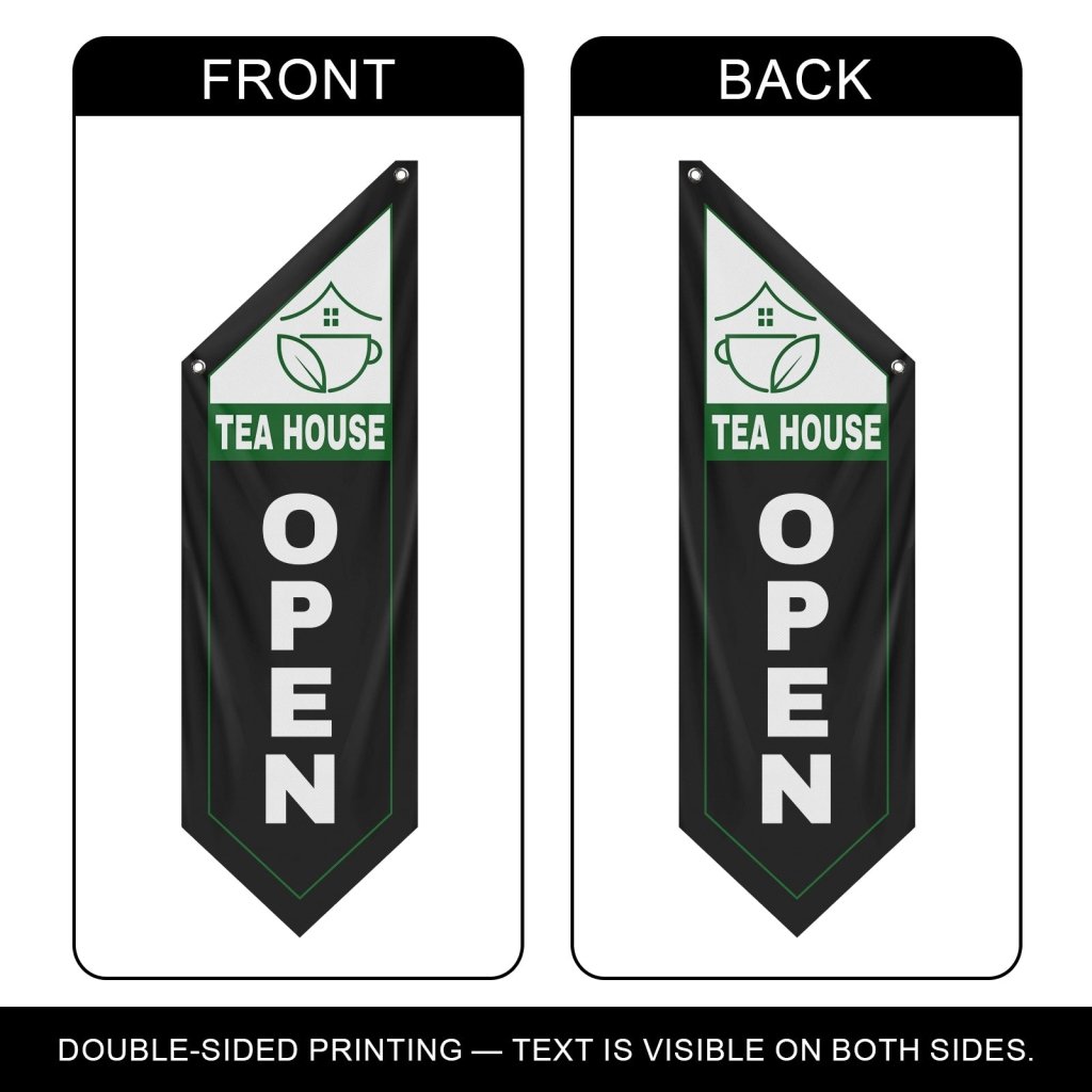 Tea House Open Double Sided Flag,Black (Flag Only)