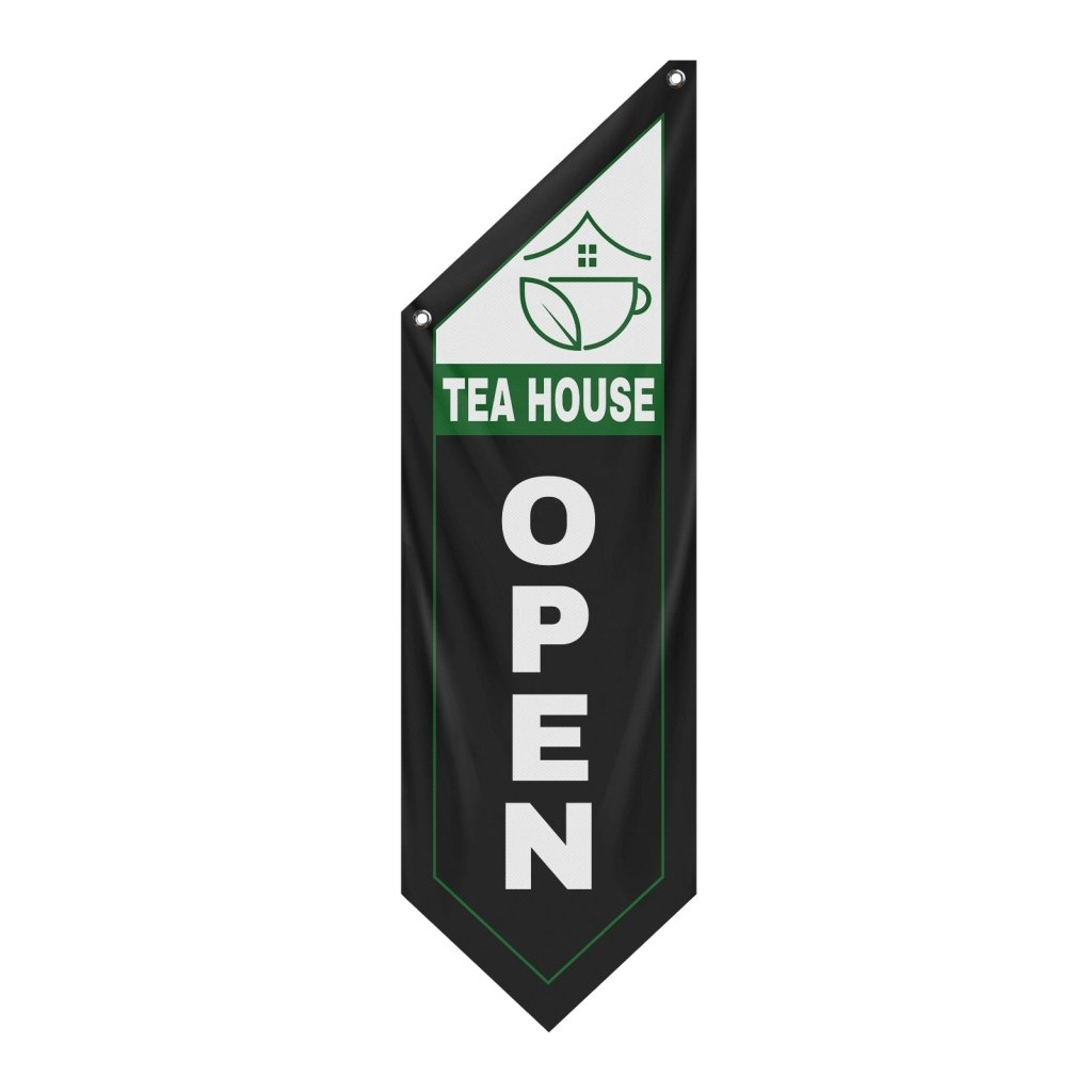 Tea House Open Double Sided Flag,Black (Flag Only)