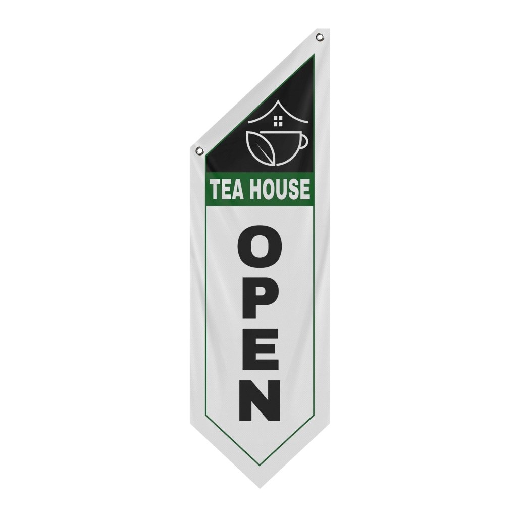 Tea House Open Double Sided Flag,White (Flag Only)