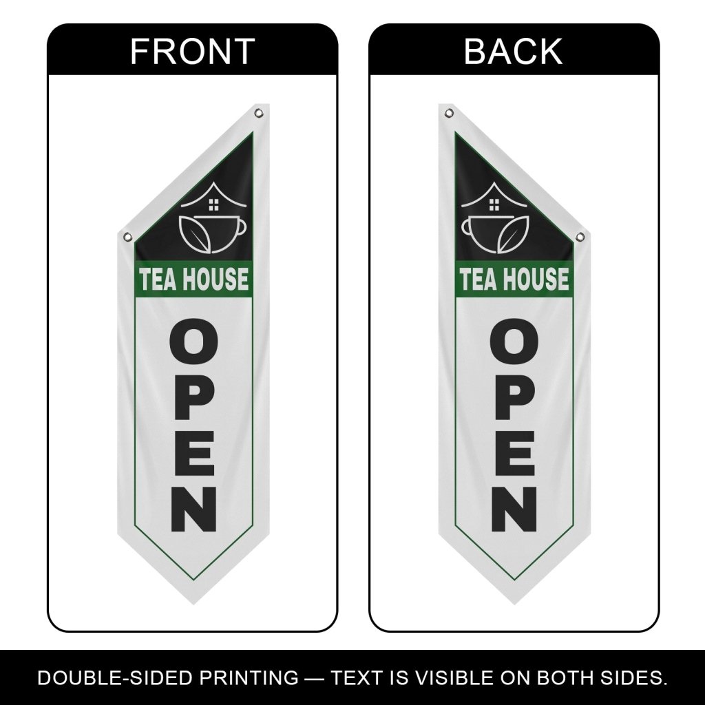 Tea House Open Double Sided Flag,White (Flag Only)