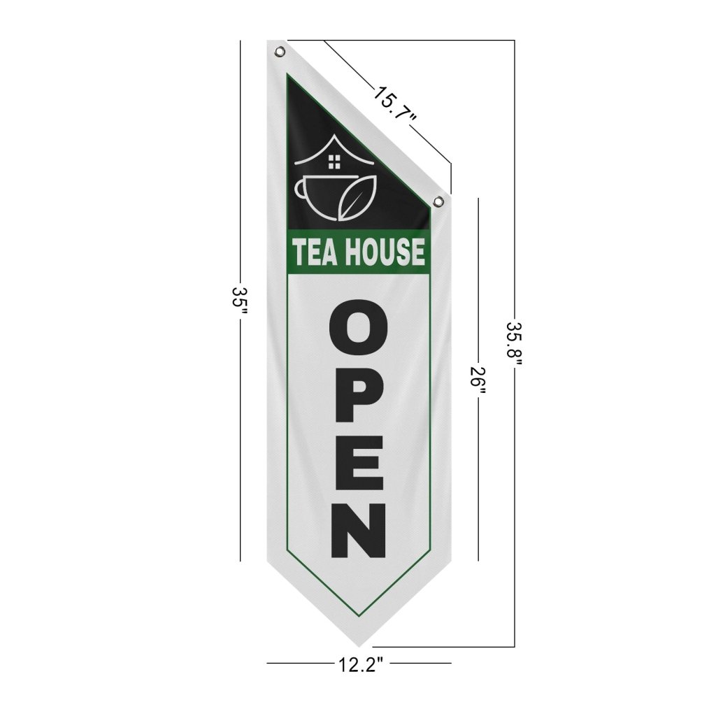 Tea House Open Double Sided Flag,White (Flag Only)
