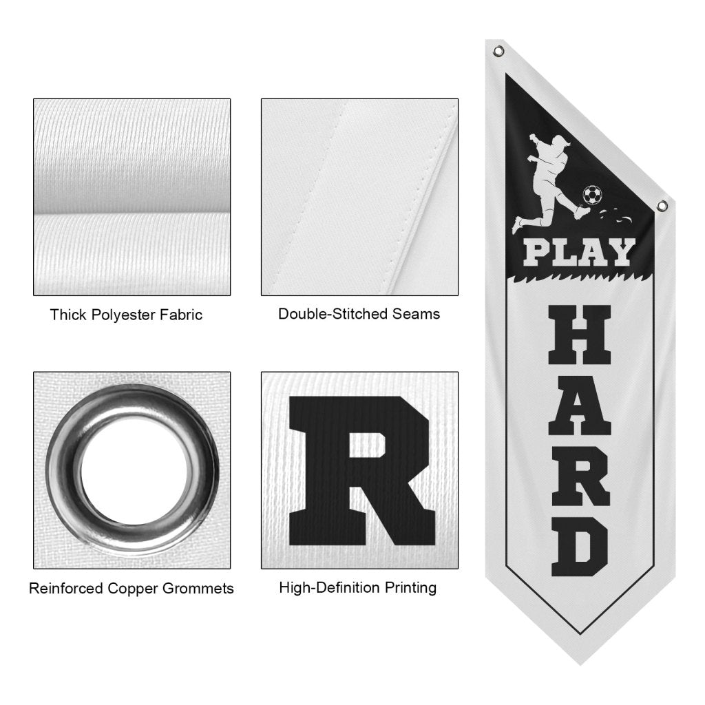 Thick Durable Soccer Banner for Home, White (Flag Only)